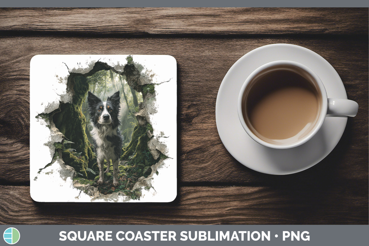 Border Collie Dogs 02 3D Hole Square Coaster Sublimation Des