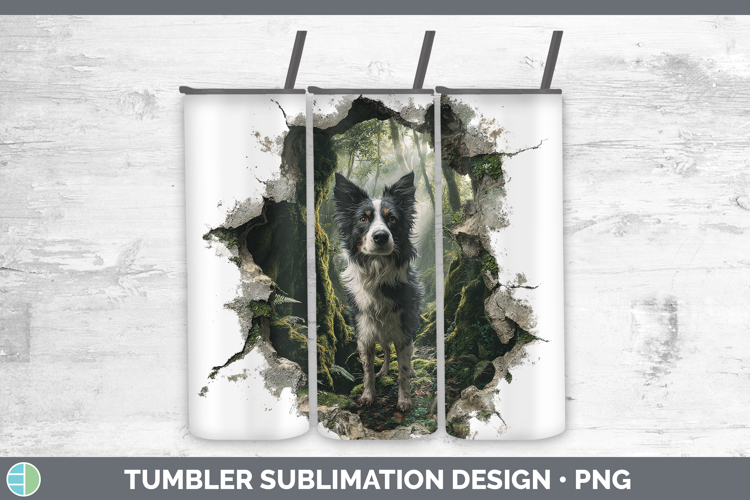 Border Collie Dogs 02 3D Hole Tumbler Sublimation Design