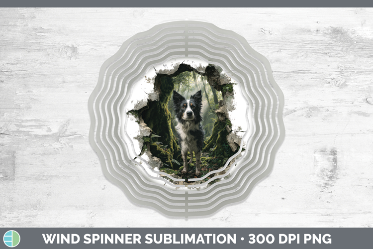 Border Collie Dogs 02 3D Hole Wind Spinner Sublimation Desig