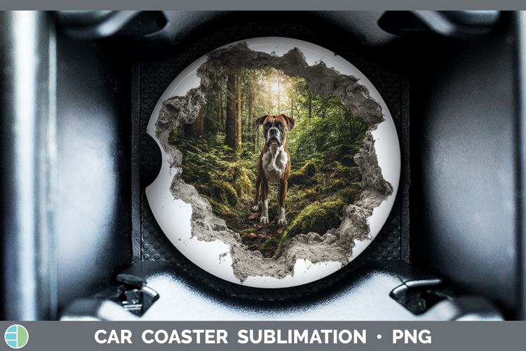 Boxer Dogs 02 3D Hole Car Coaster Sublimation Design