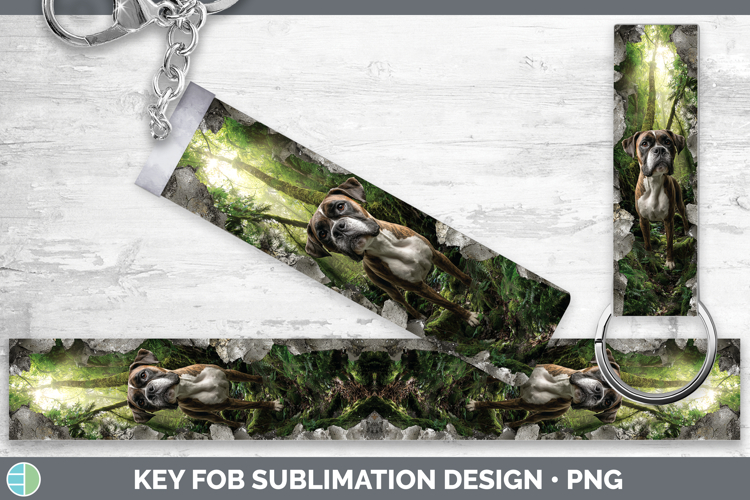 Boxer Dogs 02 3D Hole Key Fob Sublimation Design