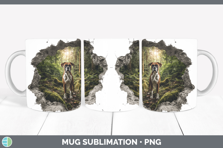 Boxer Dogs 02 3D Hole Mug Wrap Sublimation Design