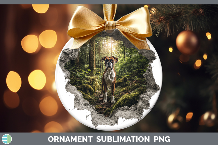 Boxer Dogs 02 3D Hole Ornament Sublimation Design