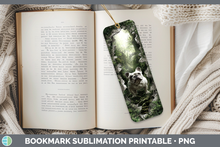 Bulldog Dogs 02 3D Hole Bookmark Sublimation Design