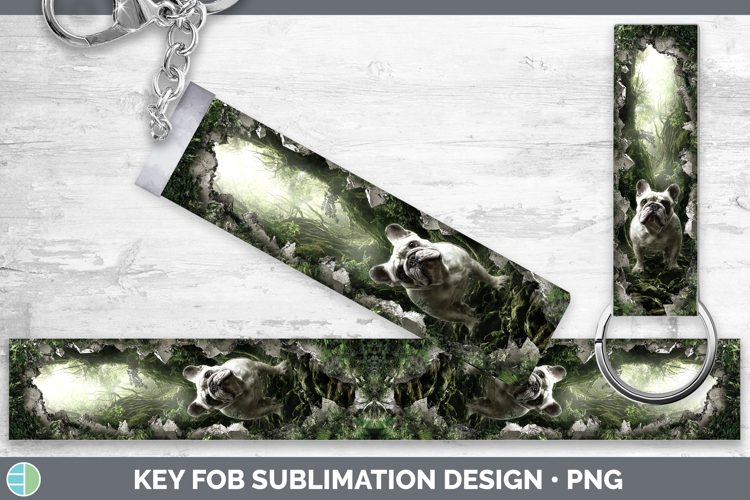 Bulldog Dogs 02 3D Hole Key Fob Sublimation Design