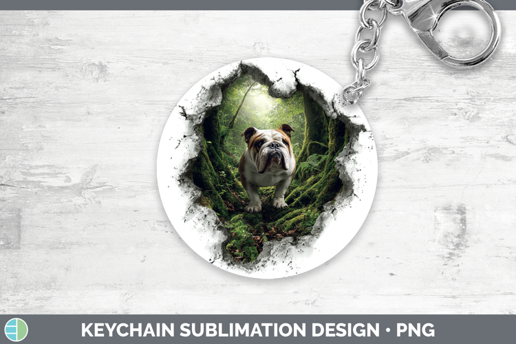 Bulldog Dogs 02 3D Hole Keychain Sublimation Design