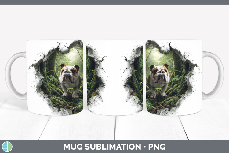 Bulldog Dogs 02 3D Hole Mug Wrap Sublimation Design