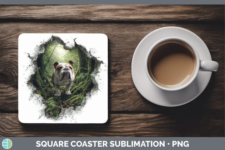Bulldog Dogs 02 3D Hole Square Coaster Sublimation Design