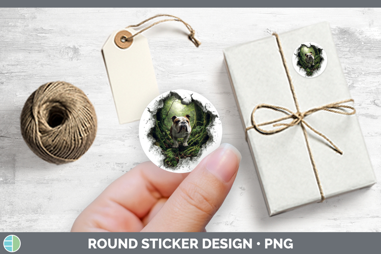 Bulldog Dogs 02 3D Hole Stickers Design