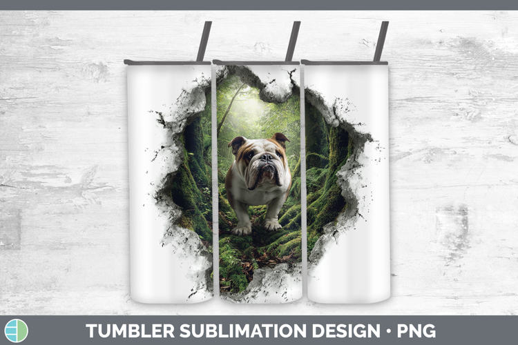 Bulldog Dogs 02 3D Hole Tumbler Sublimation Design