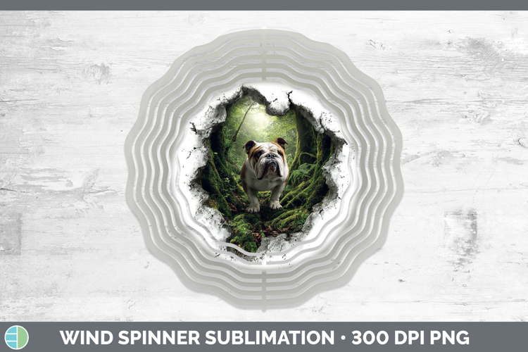 Bulldog Dogs 02 3D Hole Wind Spinner Sublimation Design