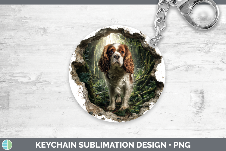 Cavalier King Charles Spaniel Dogs 02 3D Hole Keychain Subli