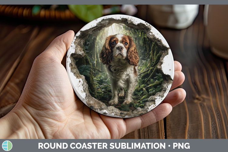 Cavalier King Charles Spaniel Dogs 02 3D Hole Round Coaster