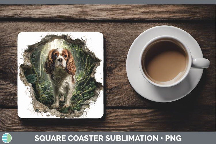 Cavalier King Charles Spaniel Dogs 02 3D Hole Square Coaster