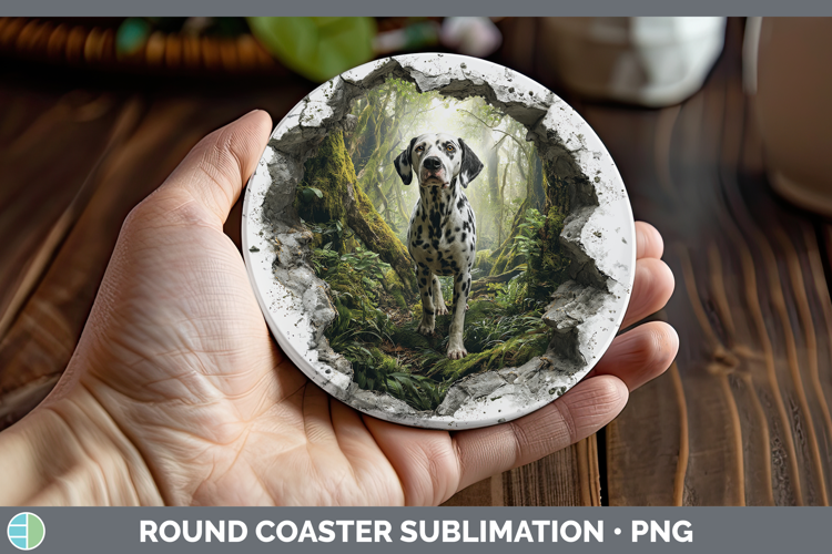 Dalmatian Dogs 02 3D Hole Round Coaster Sublimation Design