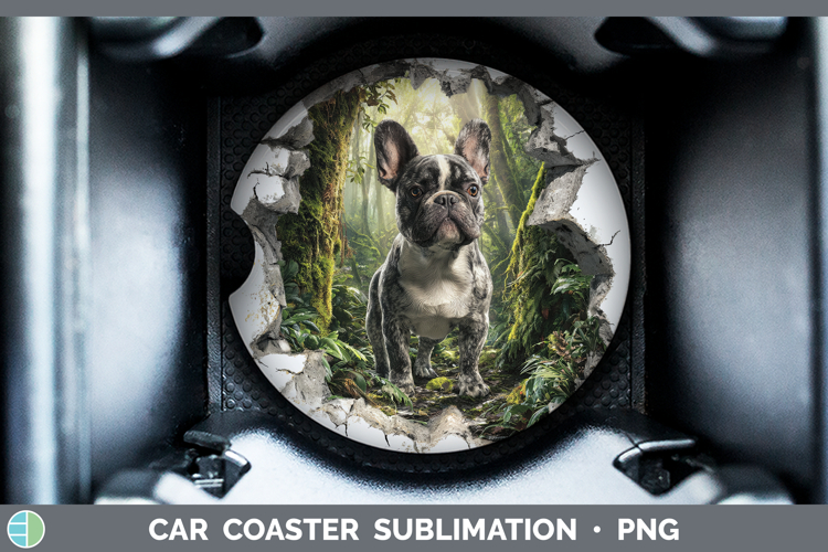 French Bulldog Dogs 02 3D Hole Car Coaster Sublimation Desig