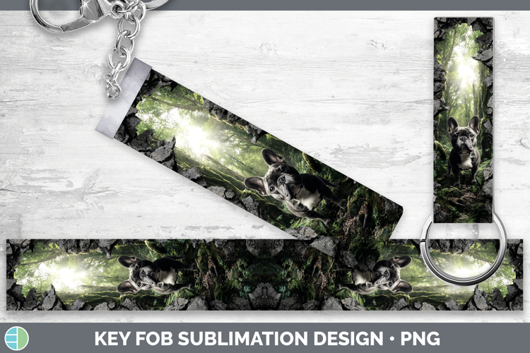French Bulldog Dogs 02 3D Hole Key Fob Sublimation Design