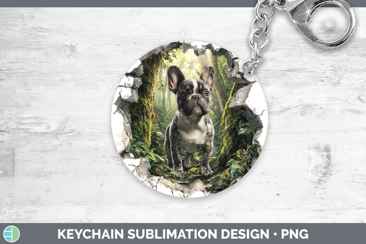 French Bulldog Dogs 02 3D Hole Keychain Sublimation Design