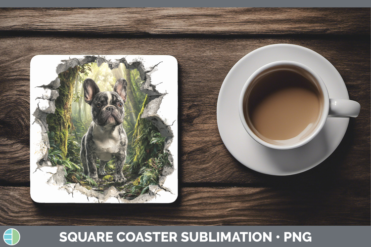 French Bulldog Dogs 02 3D Hole Square Coaster Sublimation De