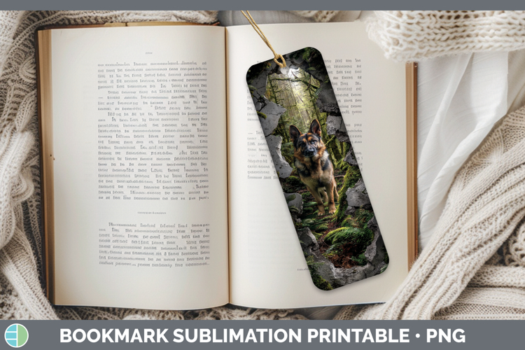 German Shepherd Dogs 02 3D Hole Bookmark Sublimation Design