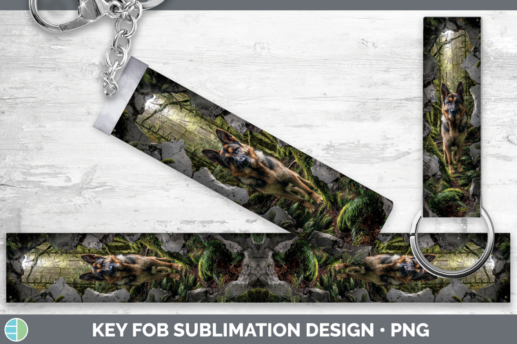 German Shepherd Dogs 02 3D Hole Key Fob Sublimation Design