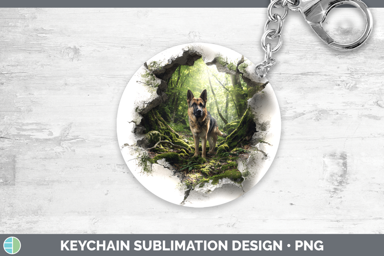 German Shepherd Dogs 02 3D Hole Keychain Sublimation Design