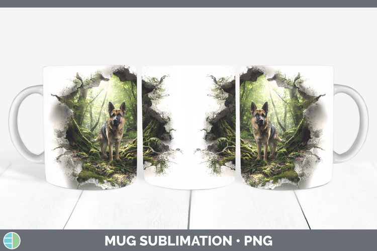 German Shepherd Dogs 02 3D Hole Mug Wrap Sublimation Design
