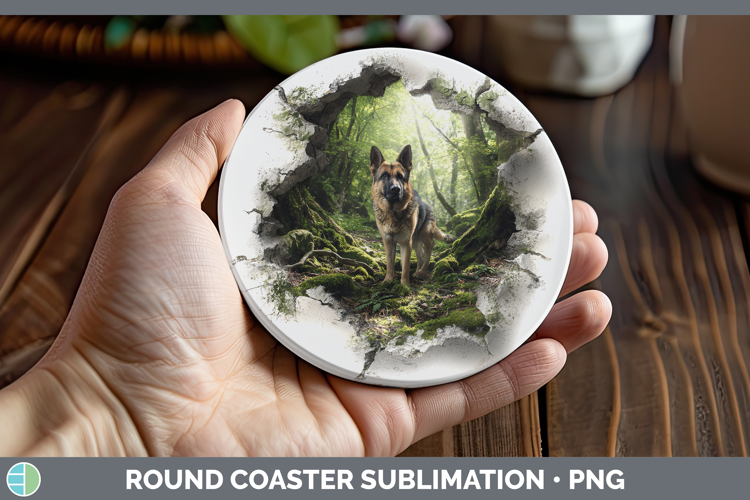 German Shepherd Dogs 02 3D Hole Round Coaster Sublimation De