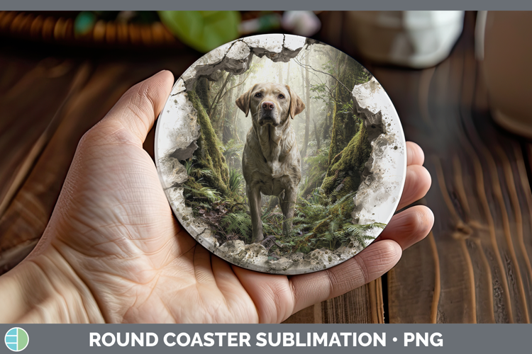 Labrador Retriever Dogs 02 3D Hole Round Coaster Sublimation