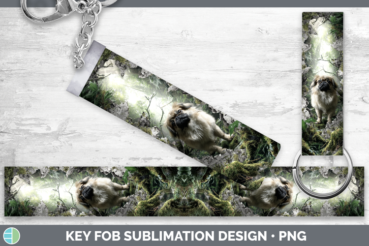 Pekingese Dogs 02 3D Hole Key Fob Sublimation Design