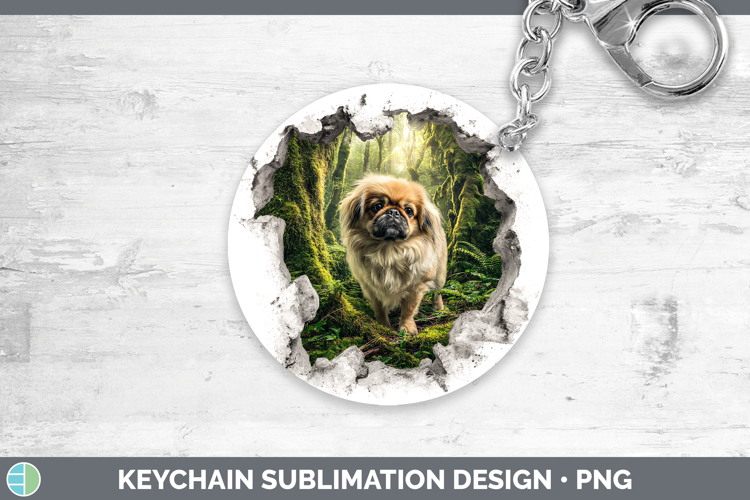 Pekingese Dogs 02 3D Hole Keychain Sublimation Design