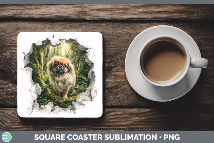 Pekingese Dogs 02 3D Hole Square Coaster Sublimation Design