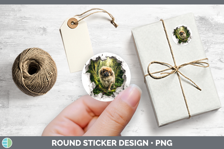 Pekingese Dogs 02 3D Hole Stickers Design