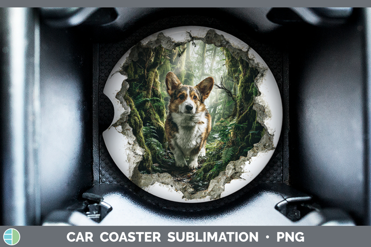 Pembrook Corgi Dogs 02 3D Hole Car Coaster Sublimation Desig