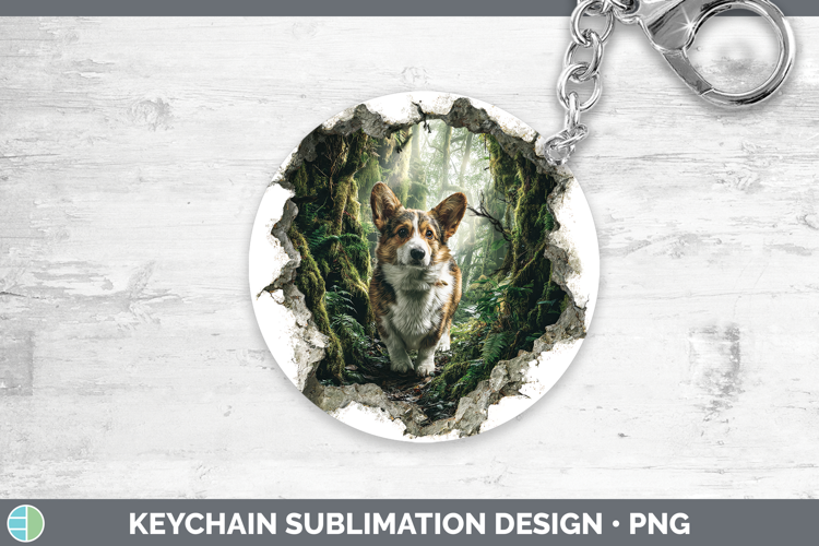 Pembrook Corgi Dogs 02 3D Hole Keychain Sublimation Design