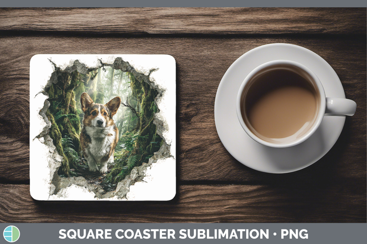 Pembrook Corgi Dogs 02 3D Hole Square Coaster Sublimation De