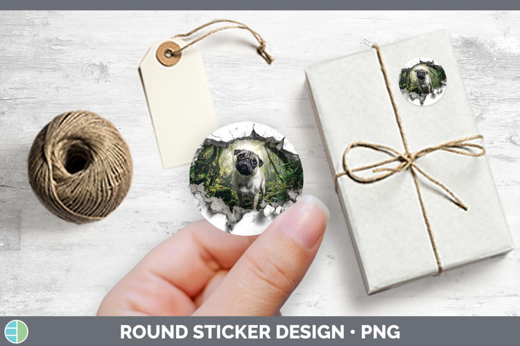 Pug Dogs 02 3D Hole Stickers Design