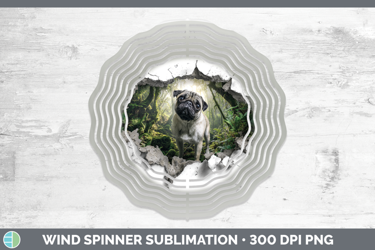Pug Dogs 02 3D Hole Wind Spinner Sublimation Design