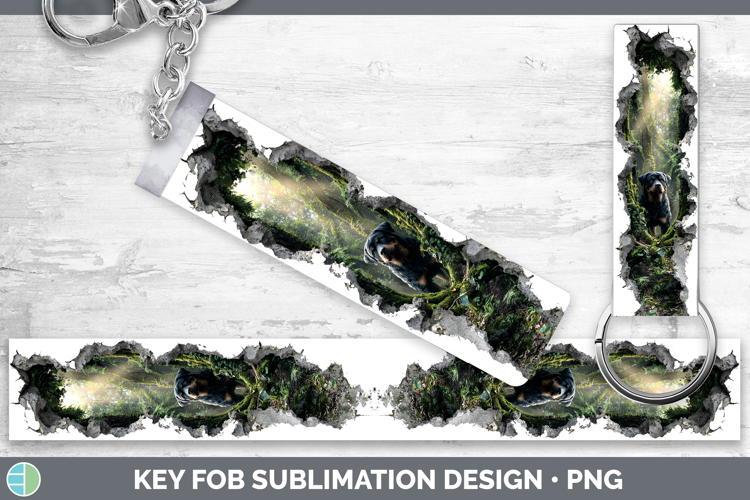 Rottweiler Dogs 02 3D Hole Key Fob Sublimation Design