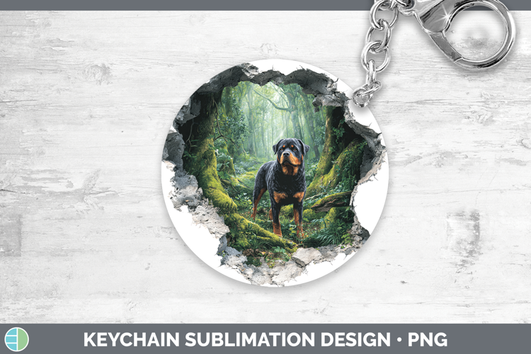 Rottweiler Dogs 02 3D Hole Keychain Sublimation Design