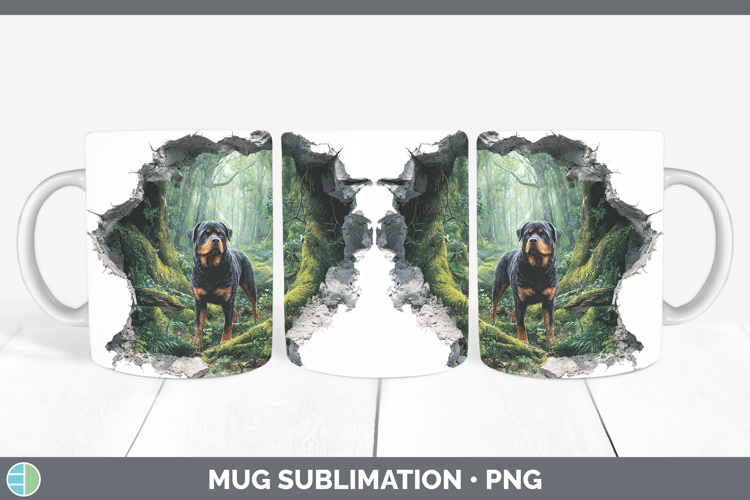 Rottweiler Dogs 02 3D Hole Mug Wrap Sublimation Design