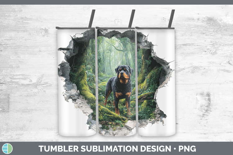 Rottweiler Dogs 02 3D Hole Tumbler Sublimation Design