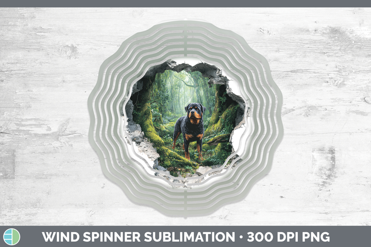 Rottweiler Dogs 02 3D Hole Wind Spinner Sublimation Design