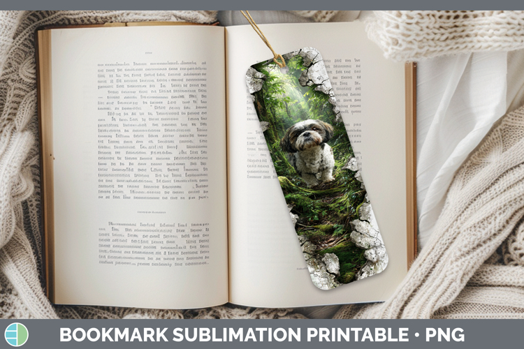 Shih Tzu Dogs 02 3D Hole Bookmark Sublimation Design