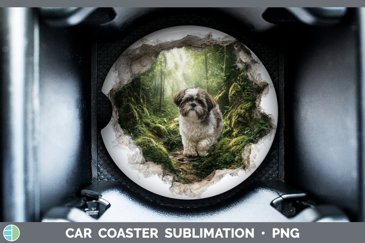 Shih Tzu Dogs 02 3D Hole Car Coaster Sublimation Design