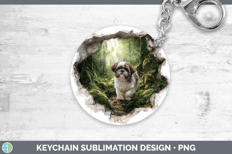 Shih Tzu Dogs 02 3D Hole Keychain Sublimation Design