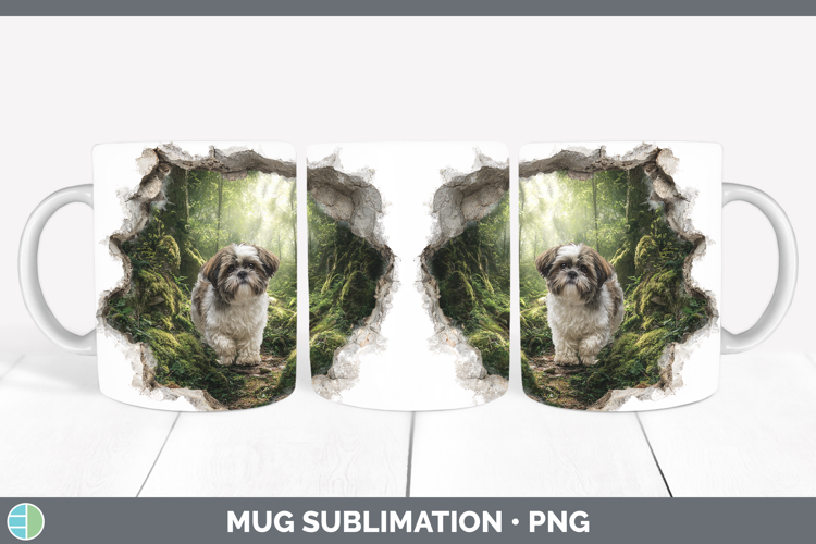 Shih Tzu Dogs 02 3D Hole Mug Wrap Sublimation Design