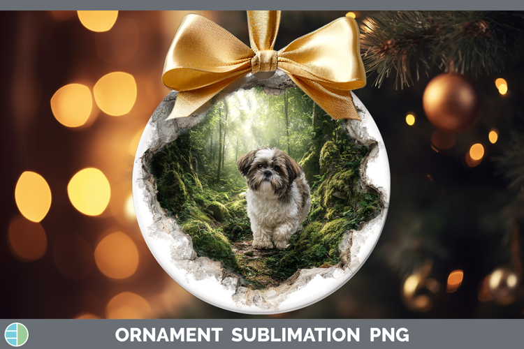 Shih Tzu Dogs 02 3D Hole Ornament Sublimation Design