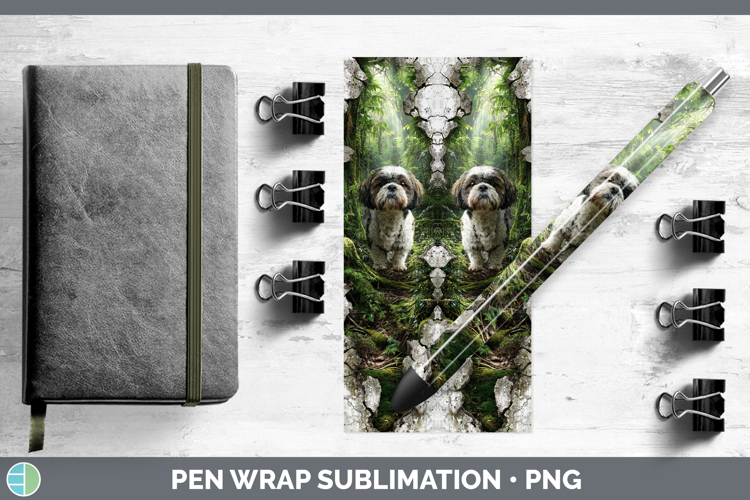 Shih Tzu Dogs 02 3D Hole Pen Wrap Sublimation Design