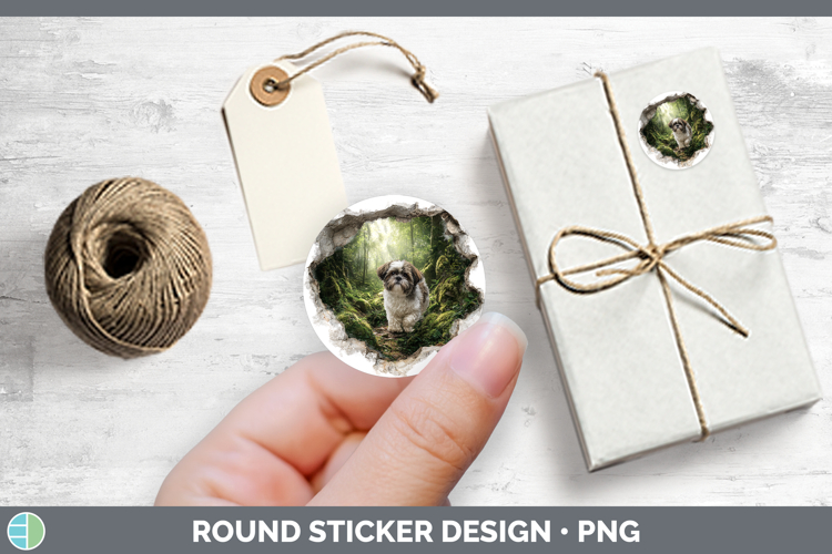 Shih Tzu Dogs 02 3D Hole Stickers Design